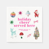 キッチクリスマス | ホリデイ応援サービングヒア スタンダードカクテルナプキン (正面)