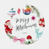 キッチクリスマス | レトロ写真 メタルオーナメント (正面)