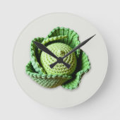 キッチグリモダンーングラニーガーデンクロチェットキャベツ ラウンド壁時計 (正面)