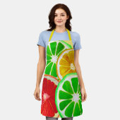 キッチフルーツスライスカラフルフードアート エプロン (着用した状態)