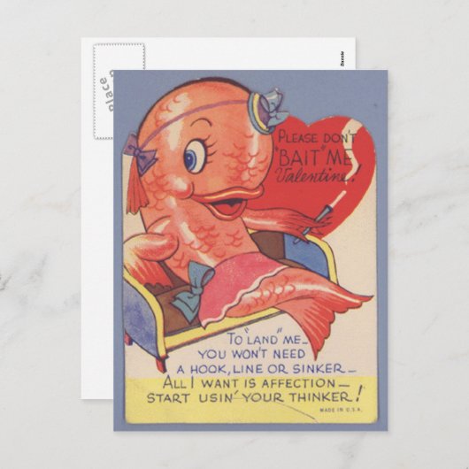 キッチュおもしろいーヴィンテージバレンタイン シーズンポストカード (正面/裏面)