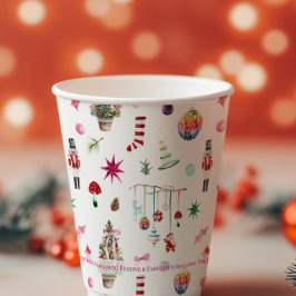 キッチュなクリスマス | レトロなホリデーパーティーモノグラム 紙コップ