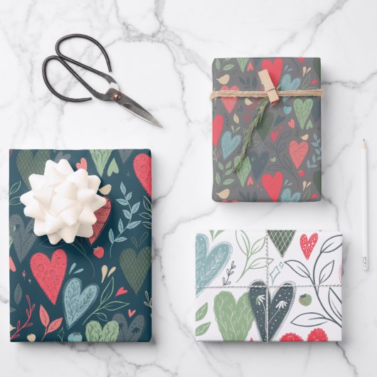 キッチュハートギフトラップ ラッピングペーパーシート (正面)