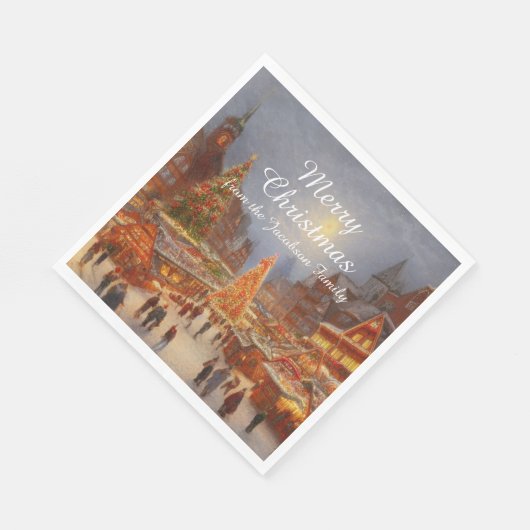 キッチュ懐かしいドイツのクリスマスマーケットのご挨拶 スタンダードランチョンナプキン (角)