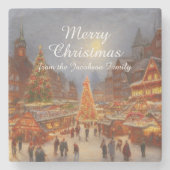 キッチュ懐かしいドイツのクリスマスマーケットのご挨拶 ストーンコースター (正面)