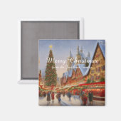 キッチュ懐かしいドイツのクリスマスマーケットのご挨拶 マグネット (正面/裏面)