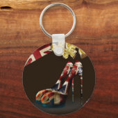 キッチユニオンジャックスティレット靴と金ゴールド弓贈り物 キーホルダー (正面)