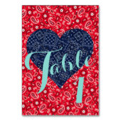 キッチレッド&ブルーカントリーウェディングパーティー テーブルナンバー (裏面)