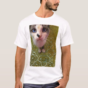 キッチンおもしろいの猫の写真/スケッチのアートワーク Tシャツ