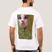 キッチンおもしろいの猫の写真/スケッチのアートワーク Tシャツ (裏面)