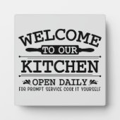 キッチンおもしろいウェルカム調理師自分のワードアート フォトプラーク (正面)