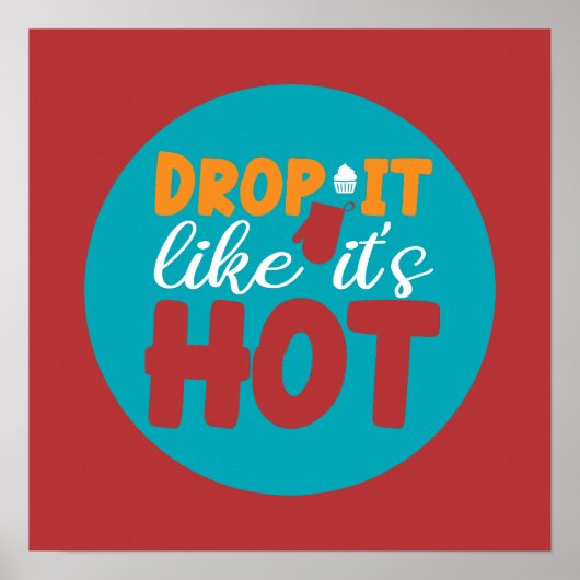 キッチンおもしろいパンタイポグラフィトレンディーレトロカラー ポスター (正面)