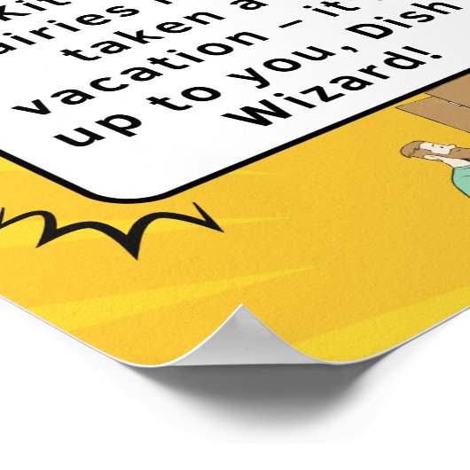 キッチンおもしろいポスター – 汚れた食器アラート男性へ ポスター (角)