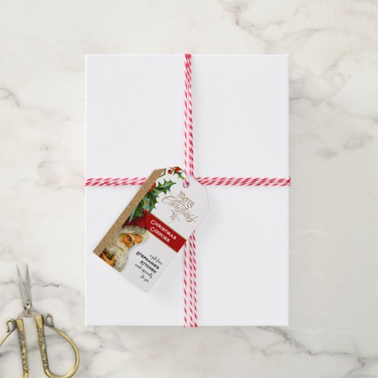 キッチンからのギフトヴィンテージサンタ ギフトタグ (より糸付き)