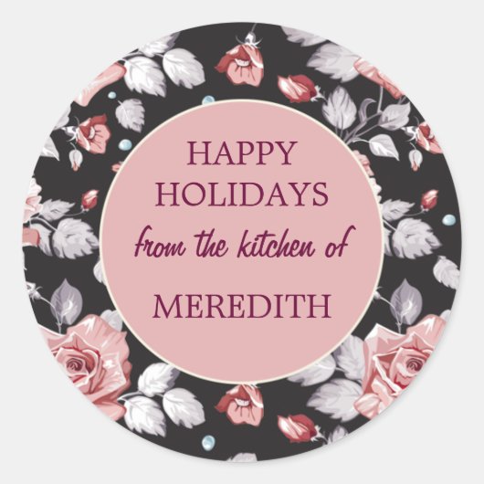 キッチンからのクリスマスベーキング ラウンドシール (正面)