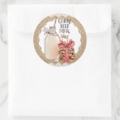 キッチンからミルクのクリスマスクッキーベーキング ラウンドシール (バッグ)