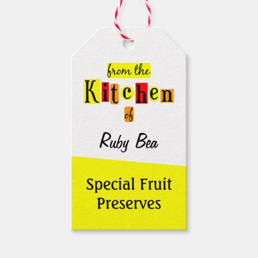 キッチンからレトロのカスタムベーキングラベル ギフトタグ (正面)