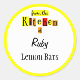 キッチンからレトロイエローカスタムステッカー ラウンドシール