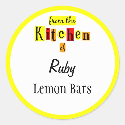 キッチンからレトロイエローカスタムステッカー ラウンドシール (正面)