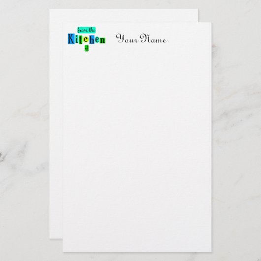 キッチンからレトロブルーカスタムス文房具 便箋 (正面/裏面)