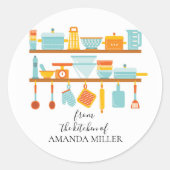 キッチンからレトロ丸ステッカー ラウンドシール (正面)