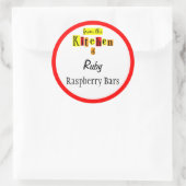 キッチンからレトロ赤の編集可能ステッカー ラウンドシール (バッグ)