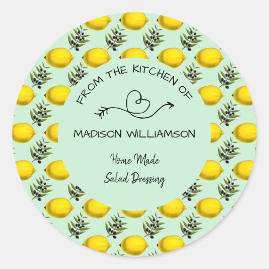 キッチンからレモンとオリーブ ラウンドシール (正面)