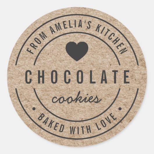キッチンから愛を込めて焼いた偽のクラフト ラウンドシール (正面)