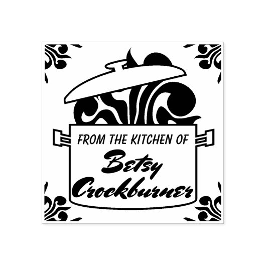 キッチンから蒸しアロマ料理ポット ラバースタンプ (インプリント)