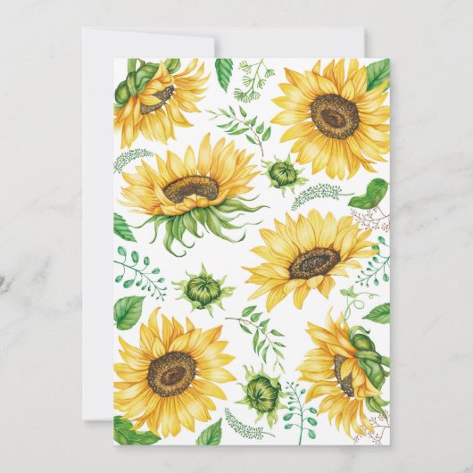 キッチンから運び去られたウェディング招待ひまわり 招待状 (裏面)