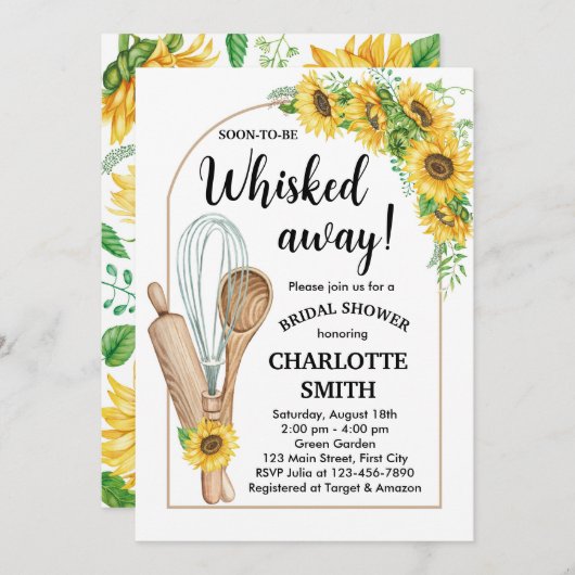 キッチンから運び去られたウェディング招待状ひまわり 招待状 (正面/裏面)