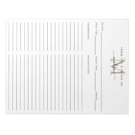 キッチンから金ゴールドモノグラムレシピシート ノートパッド