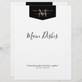 キッチンから金ゴールドモノグラムレシピ仕切り (正面/裏面)