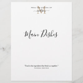 キッチンから金ゴールドモノグラムレシピ仕切り