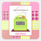 キッチンから…明るい緑のストーブ&プレイド スクエアシール (正面)