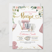 キッチンが彼女のレシピブライダルシャワー招待を見つけた 招待状 (正面)