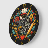 キッチンが私の幸せ ラージ壁時計 (傾斜)