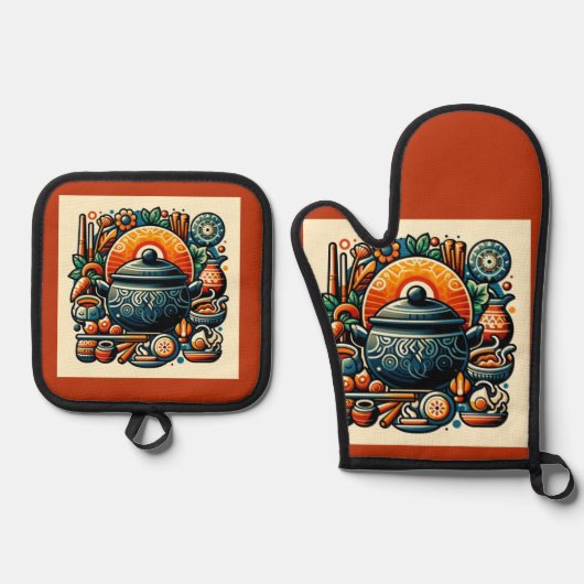 キッチンでの愛:シルバーキルテッドオーブンミット 鍋つかみ&鍋敷きセット (正面)