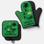 キッチンで寝てる!クリスマスグリーン | 鍋つかみ&鍋敷きセット (正面/裏面)