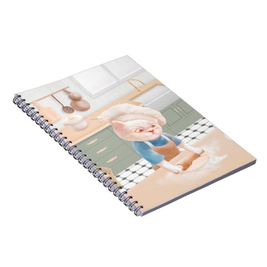 キッチンで転がのシェフハットの生地 ノートブック (右側)