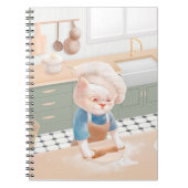 キッチンで転がのシェフハットの生地 ノートブック (正面)