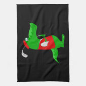 キッチンとスポーツタオルにクロコダイル漫画のゴルファー キッチンタオル (縦)