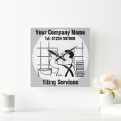 キッチンと浴室のタイル張り壁または床タイル張り スクエア壁時計 (ホーム)