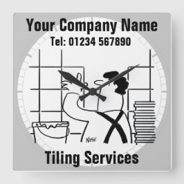 キッチンと浴室のタイル張り壁または床タイル張り スクエア壁時計