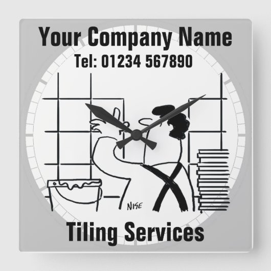 キッチンと浴室のタイル張り壁または床タイル張り スクエア壁時計 (正面)