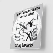 キッチンと浴室のタイル張り壁または床タイル張り スクエア壁時計 (傾斜)