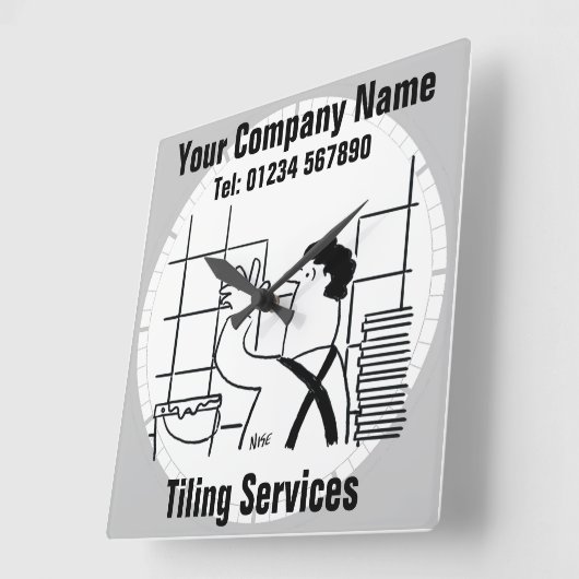 キッチンと浴室のタイル張り壁または床タイル張り スクエア壁時計 (傾斜)