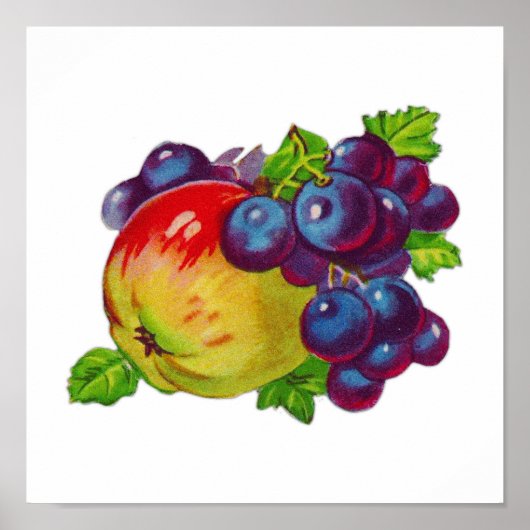 キッチンに優れたヴィンテージのリンゴの果実 ポスター (正面)