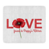 キッチンのカッティングボードで見つかった赤いポピーの愛 カッティングボード (正面)