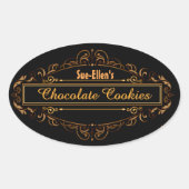 キッチンのギフト用のカスタマイズ可能なラベル 楕円形シール (正面)